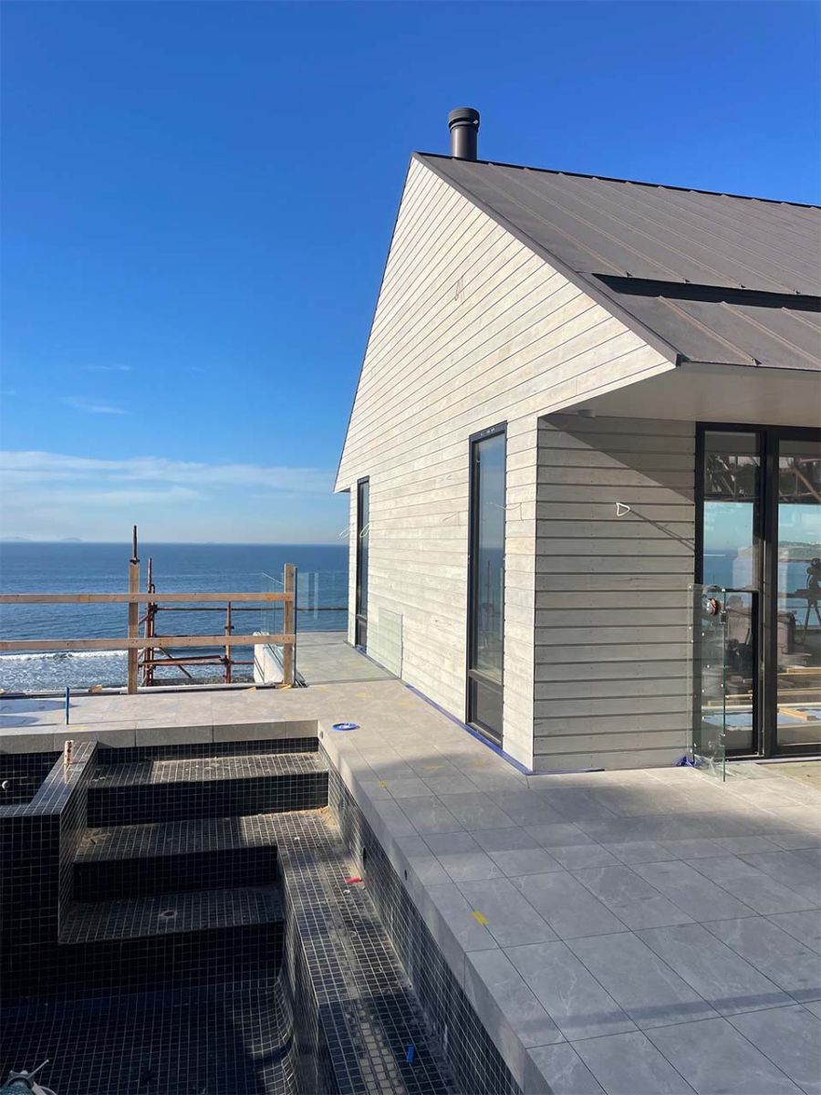 Weathered Australian hardwood cladding on a coastal home